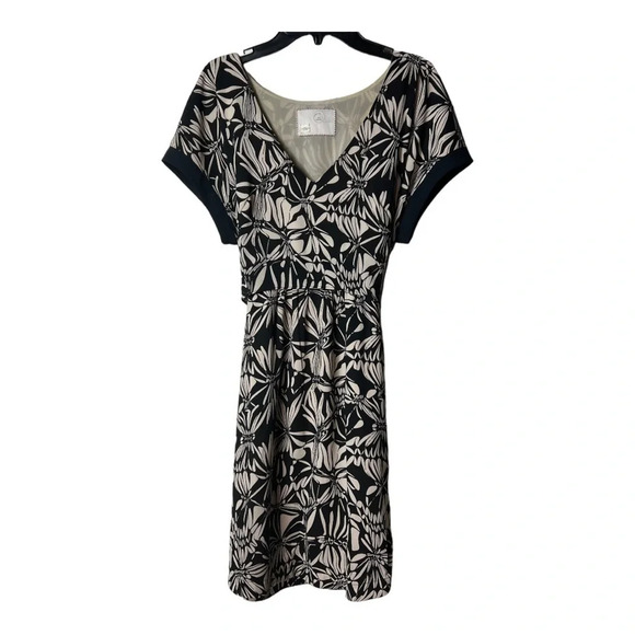 1339. ANTHROPOLOGIE POSTMARK FLORAL GATHERED‎ SONATA DRESS KNEE LENGTH SIZE XS - Picture 3 of 11